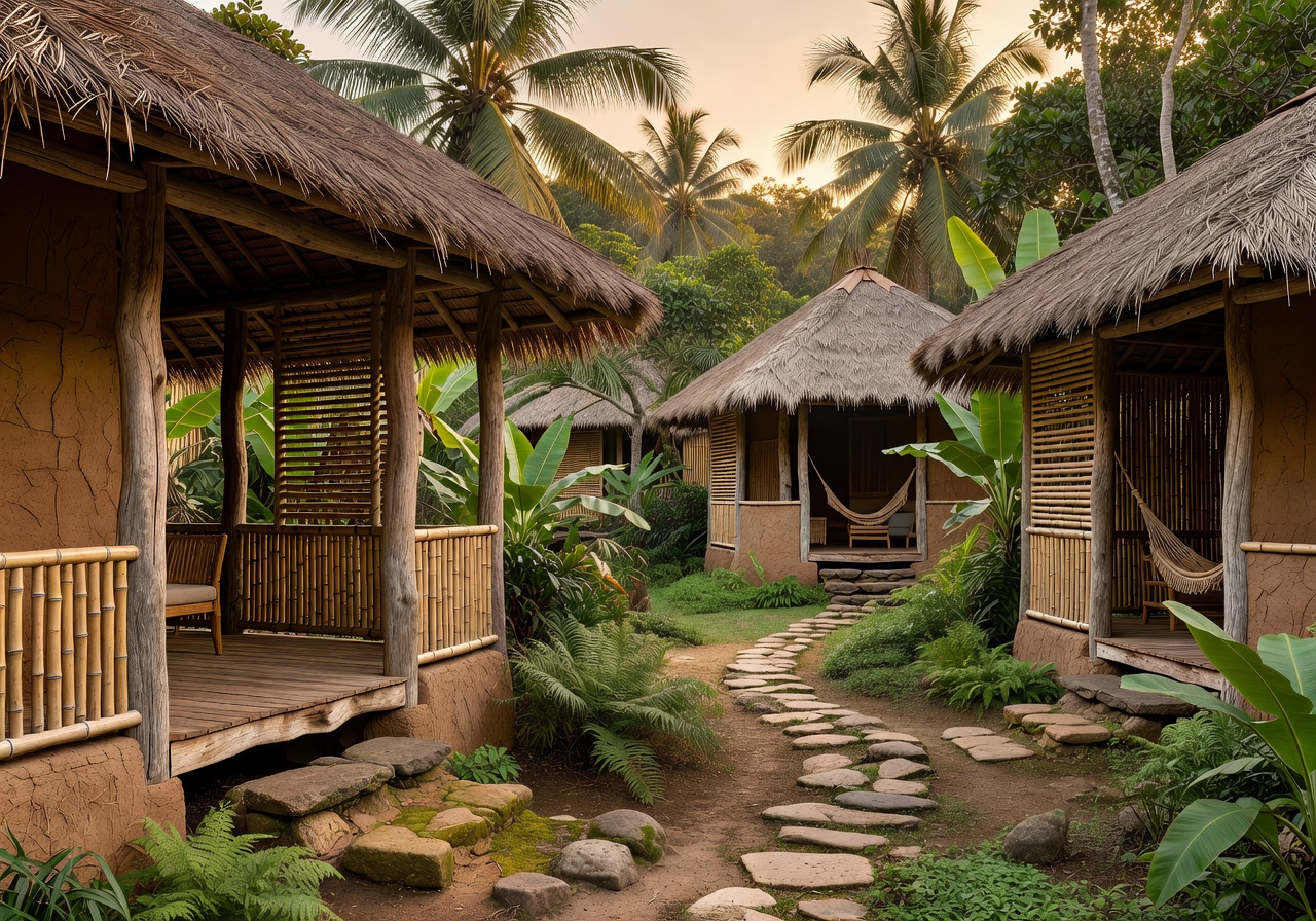 Eco friendly resort architecture with natural materials