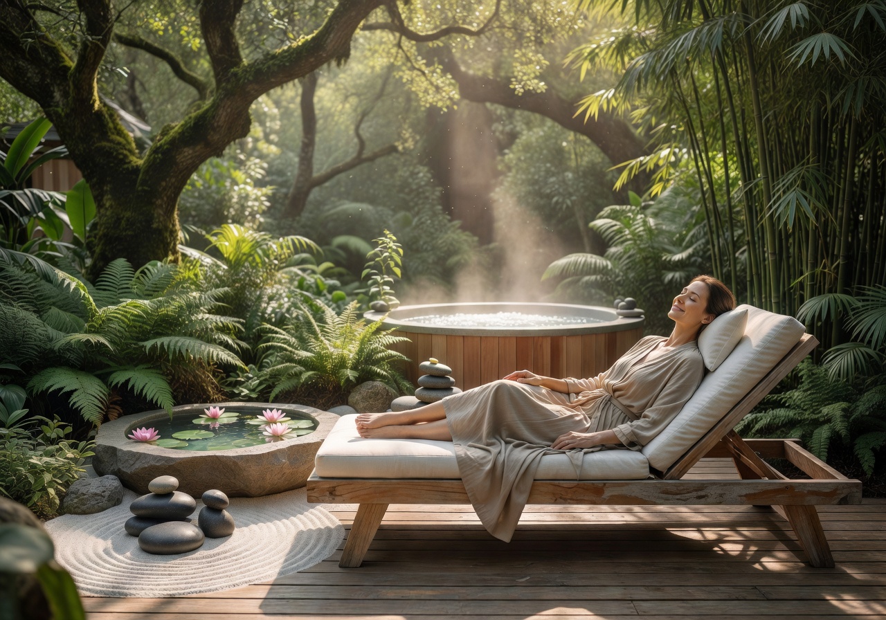 Woman relaxing at the holistic nature spa